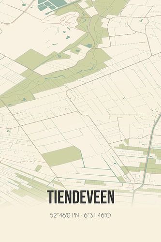 Alte Landkarte von Tiendeveen (Drenthe)