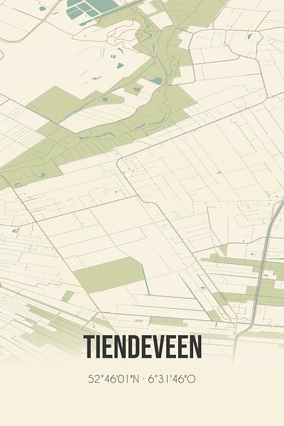 Carte ancienne de Tiendeveen (Drenthe) par Affiches de lieux