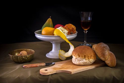 Modern Still Life Bread and Fruit