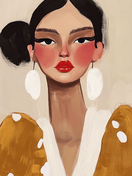 Modern portrait in white, black and brown by Carla Van Iersel