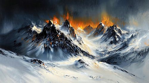 Mountain peaks in dramatic light