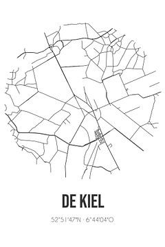 De Kiel (Drenthe) | Karte | Schwarz und Weiß von Rezona