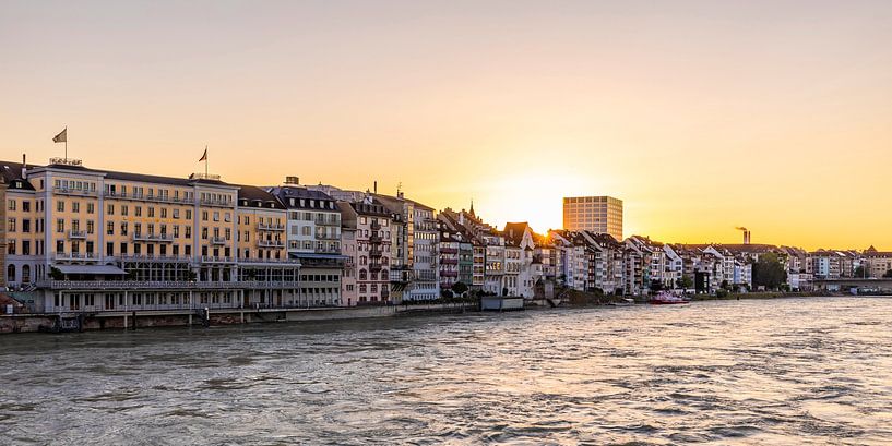 City view of Basel with hotel Les Trois Rois by Werner Dieterich