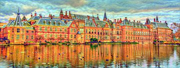 Kleurrijk Binnenhof aan de Hofvijver Den Haag van Slimme Kunst.nl