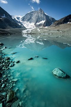 Reflectie in kalm gletsjermeer van Friso van Wassenaer