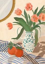 Frische Tulpen und Orangen von Katarzyna Gąsiorowska