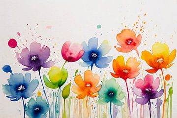 Kleurrijke abstracte bloemen kunst van Art & Soul Creations