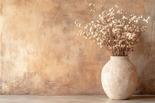 Vase avec décoration de fleurs séchées