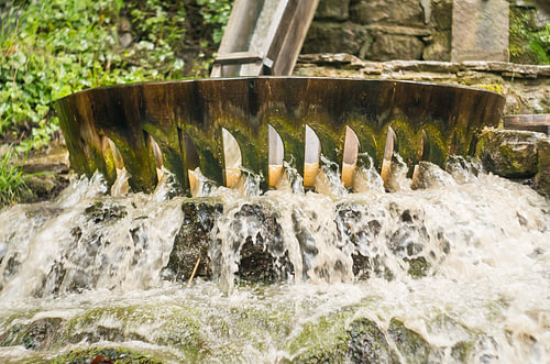 Vintage Wooden Water Mill Wheel Texture Background