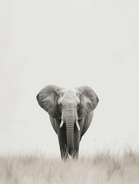 Solitary Sovereignty - Elephant in the Savannah by Eva Lee