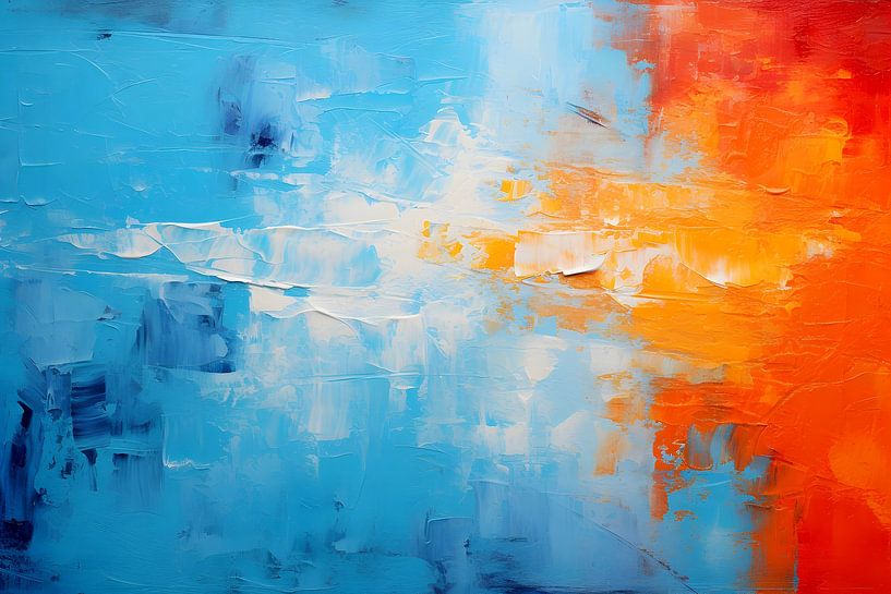 Muurontwerp rood blauw van Heike Hultsch