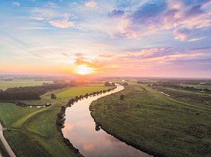 Vecht river sunrise seen from above
