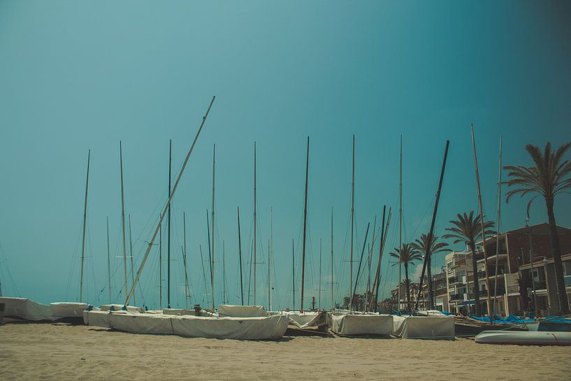 Zeilboten op het strand van Dennis Kluytmans