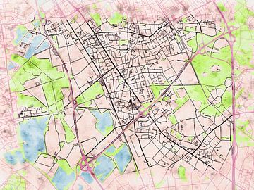 Kaart van Langenfeld (Rheinland) in de stijl 'Soothing Spring' van Maporia