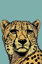 Bunte Strichzeichnung eines Geparden von Art & Soul Creations