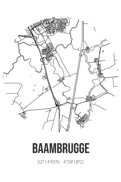 Baambrugge (Utrecht) | Karte | Schwarz und Weiß von Ortsdrucke
