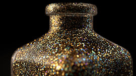 Goldglitzer in der Panorama-Flasche