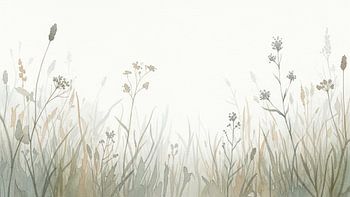Whispering Meadow: Minimalist Watercolor Wild Grasses and Field Herbs