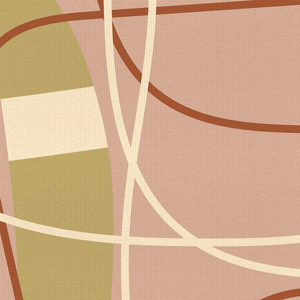 Modern abstract shapes and lines in pink, white, terra, gold I by Dina Dankers