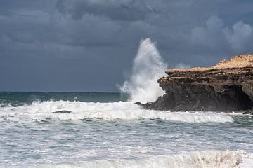 Rugged coast and rough sea at Ajuy in Fuerteventura. by Jaap van den Berg