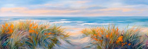 Strandzicht in zacht licht van Poster Art Shop