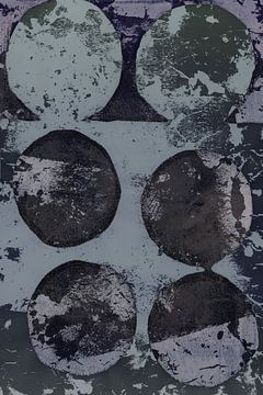 Modern abstract expressionisme. Minimalistische vormen in zwart, groen, blauw grijs van Dina Dankers