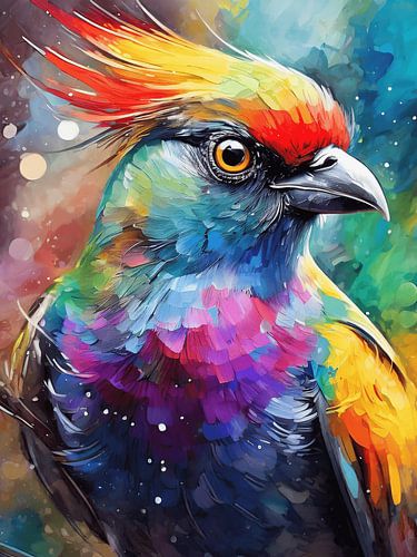 Powerful colourful bird