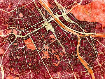 Kaart van Ivry-sur-Seine in de stijl 'Amber Autumn' van Maporia