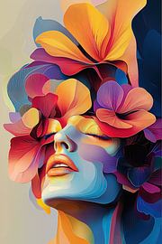 Kleurrijk bloem portret abstract van Wilma Mesman