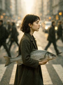 Eine Person, eine Straße und ein Fisch 01