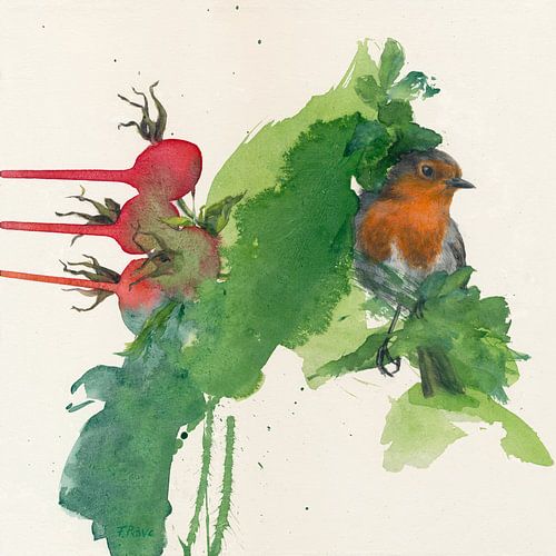 Dans les roses des pommes (rouge-gorge)