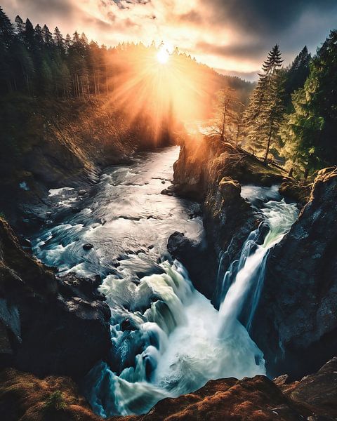 Zonsopgang in de wildernis van fernlichtsicht