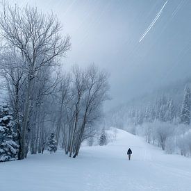 Stiltepad onder winterlucht - Fine Art minimalisme van BowiScapes - Fine Art Landschappen