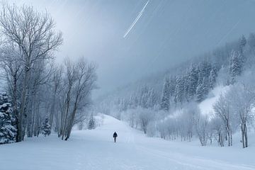 Stiller Weg unter Winterhimmel - Fine Art Minimalismus