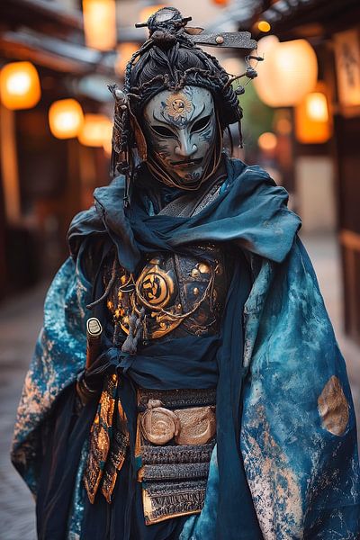 Guerrier masqué en robe traditionnelle par Poster Art Shop