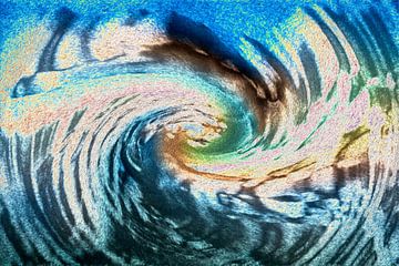 Kleuren van de dreigende golven in de storm van Ineke Huizing