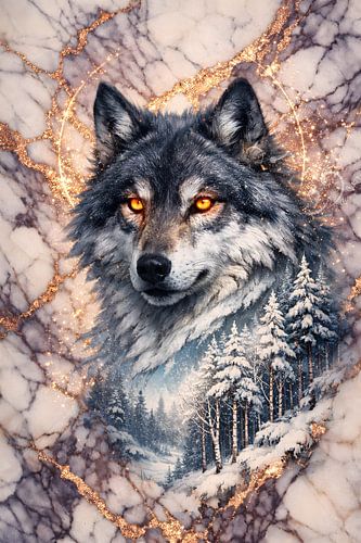 Arctic Wolf Winterbos-marmerkunst