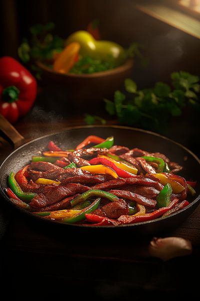 Poêlée multicolore de légumes et de viande par Poster Art Shop