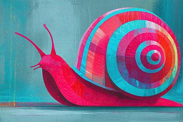 Slak met Spiraalschelp van Abstract Schilderij
