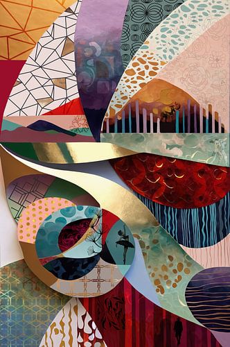 Abstract Geometric Painting with Colours and Ballerina