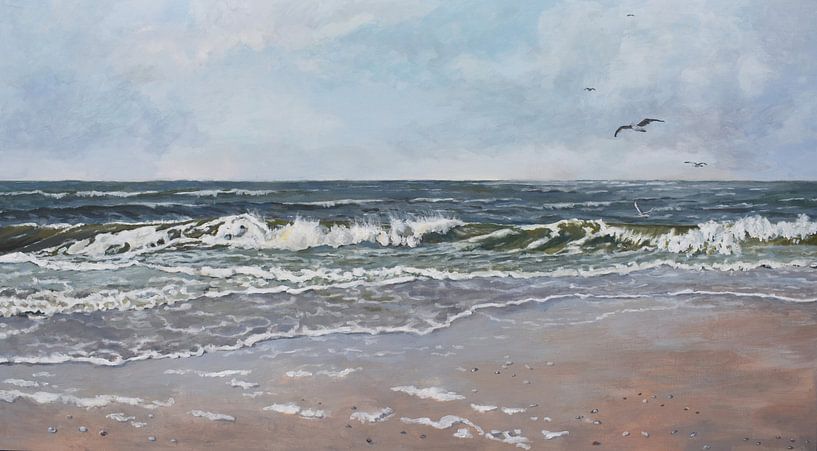 Seascape with seagulls by Yvon Schoorl