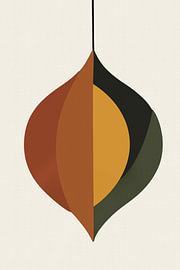 Modern Layered Pear-Shaped Christmas Bauble in Natural Earth Tones
