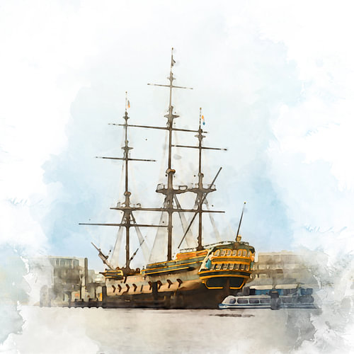 Nachbau des VOC-Schiffs „Amsterdam“. von Danny de Klerk