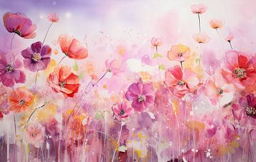 Roze & paarse bloemen weide van studio snik.