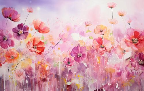 Roze & paarse bloemen weide