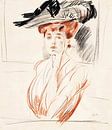 Paul César Helleu - De dame met de gevederde hoed van Peter Balan thumbnail