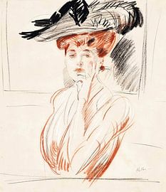 Paul César Helleu - The lady with the feathered hat by Peter Balan