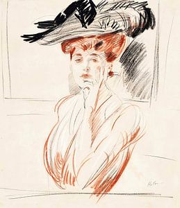Paul César Helleu - Die Dame mit dem Federhut