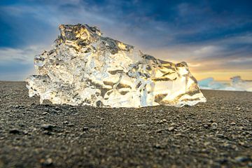 Ice shape washed up on the Diamond Beach in Iceland