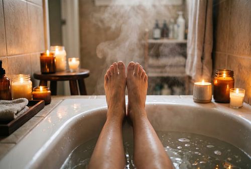Ontspanning in het bubbelbad